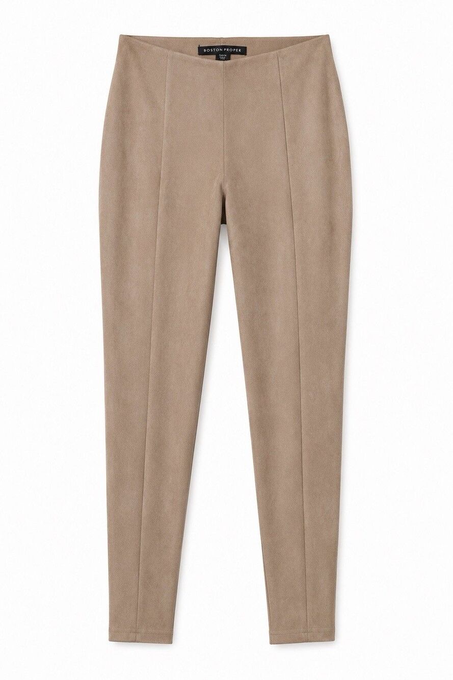 Boston Proper Jegging Pants Women's Medium Brown Faux Suede Skinny Pull On NWOT